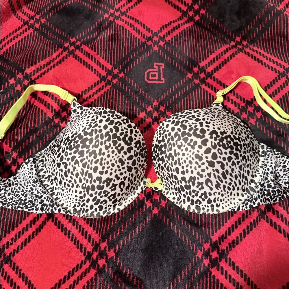 Victoria's Secret Leopard Print Bra with Yellow Straps